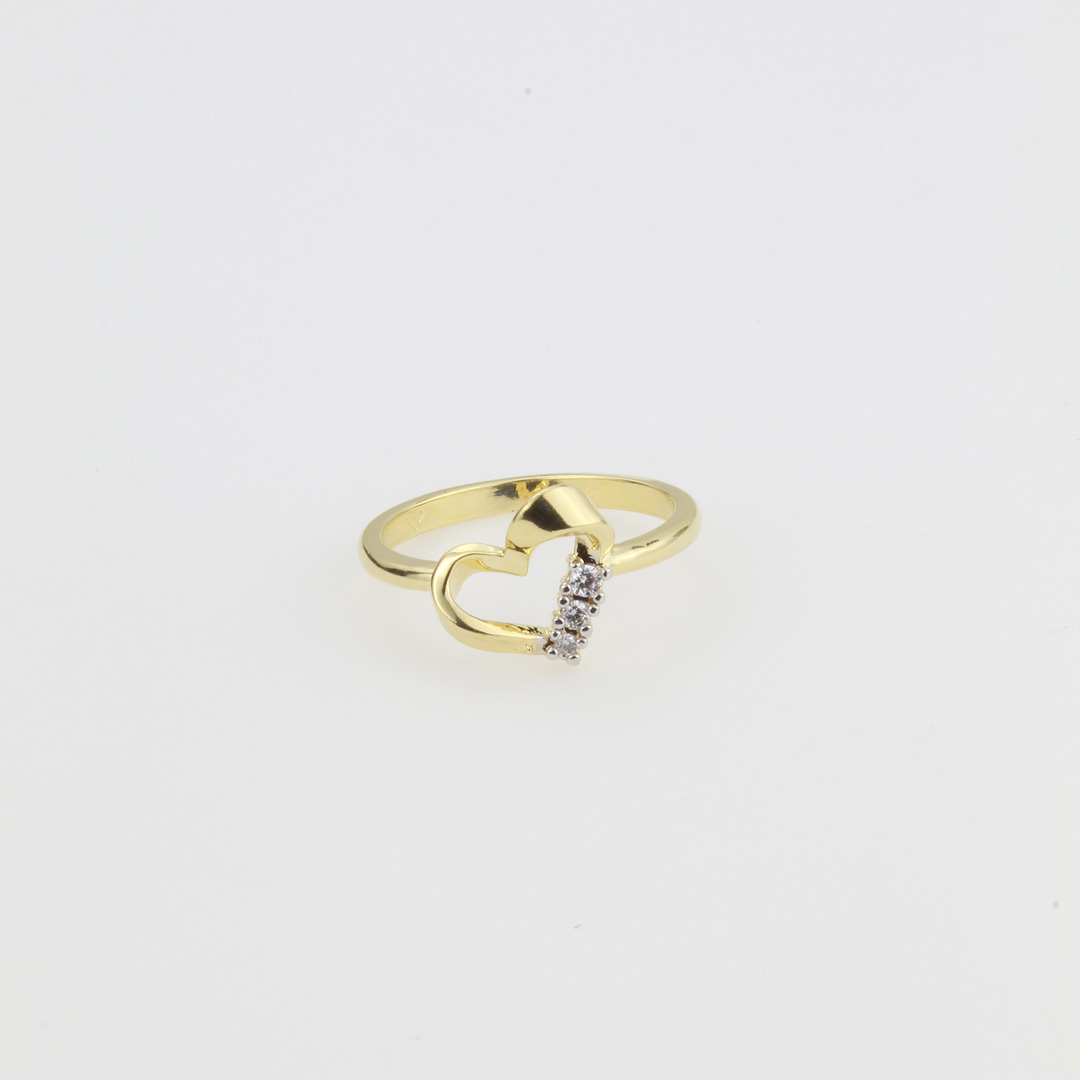 30926031 Anillo Corazon Cicrcon 3 Piedras Talla 7 - Imagen 1