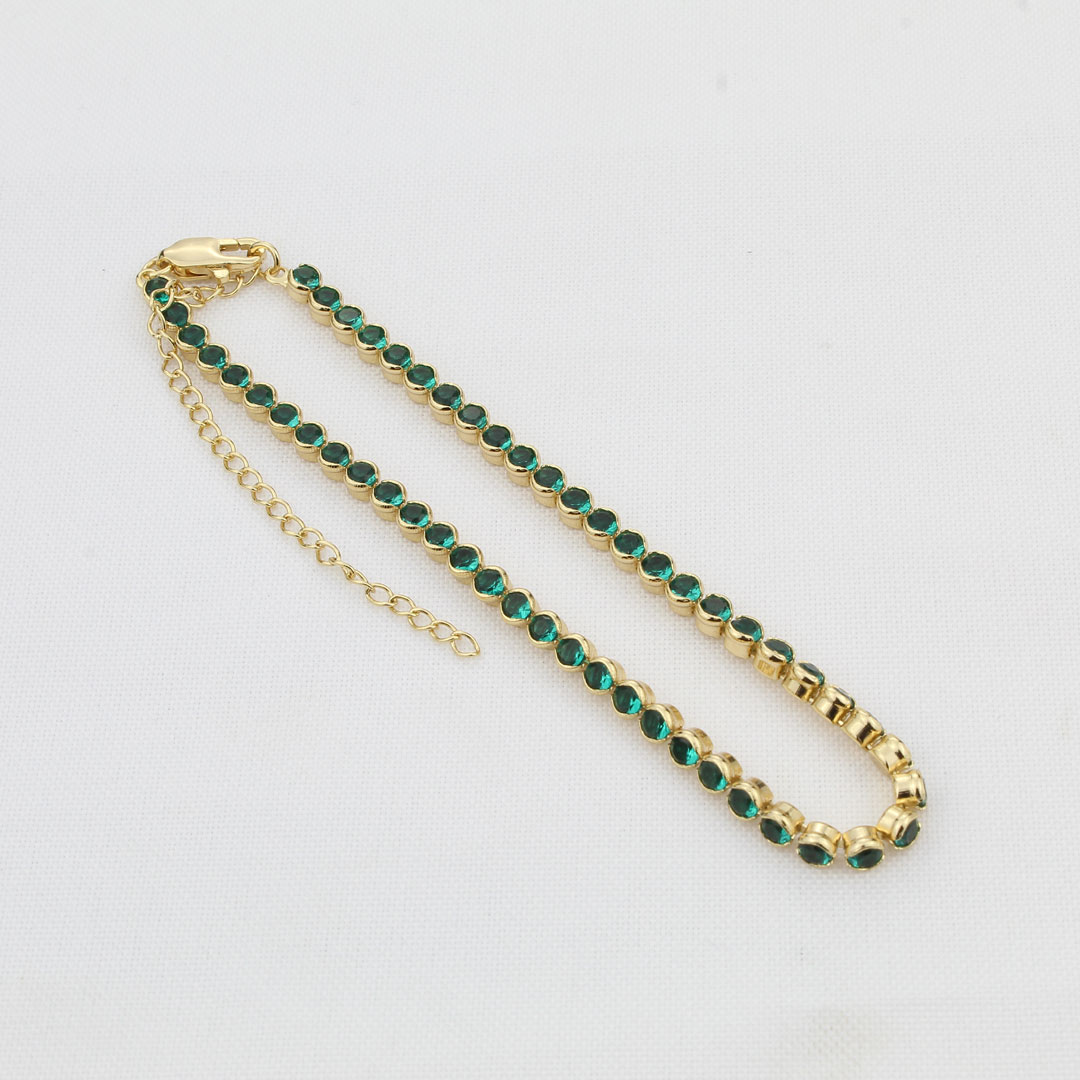 58079-VERDE Tobillera Circon Verde 27cm 3mm - Imagen 1