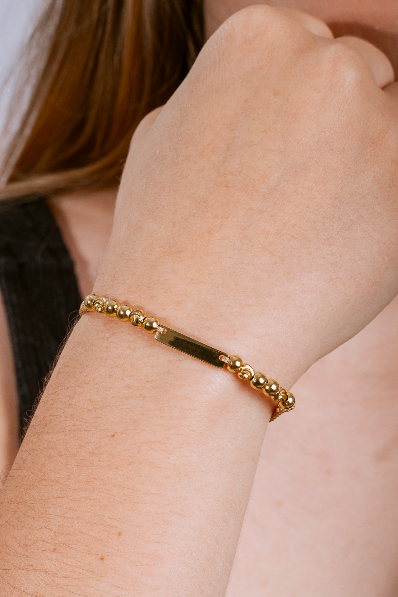 6701-1 PULSERA HERRAJE PLACA LISA+4 BALIN ITAL #4+8 BALIN LISO #4 - Imagen 1