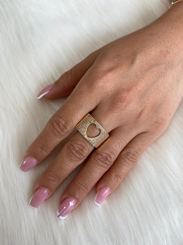 AN7978919 Anillo circón corazón hueco - Imagen 1