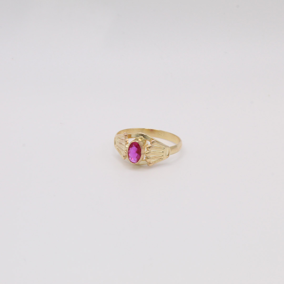 accoft7 ANILLO CORONA CIRCON OVALO FUCSIA T7 - Imagen 1